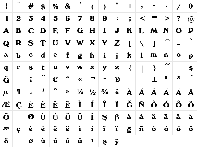 Windsor Normal font glyphpreview