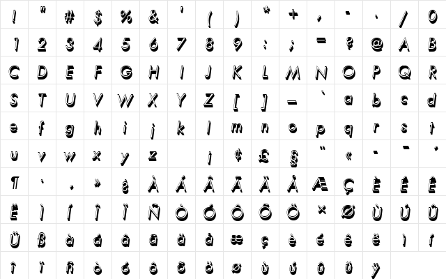 FuturaTBooOblSh1 Regular font glyphpreview