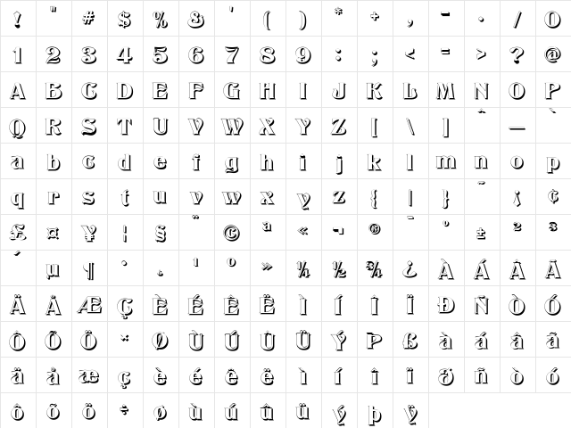 Klarissa Shadow Regular font glyphpreview