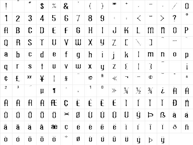 Scaberous Regular font glyphpreview