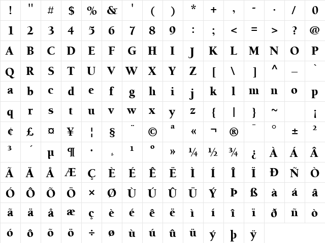 FZ ROMAN 24 Normal font glyphpreview