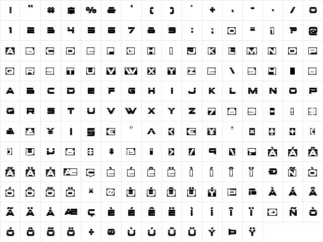 voxBOX Laser Regular font glyphpreview