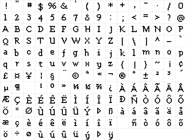 FFF Enterprise Extended Regular font glyphpreview
