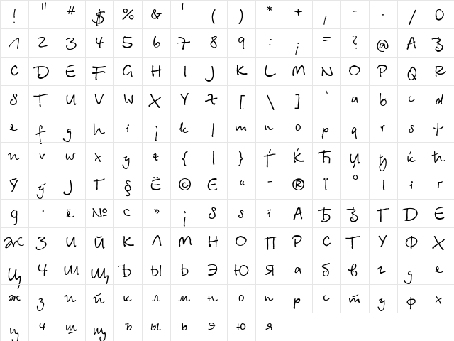 BetinaScriptC Regular font glyphpreview