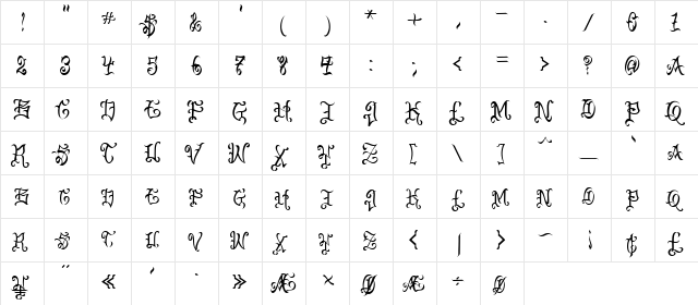 VTC-BadEnglischOne Black font glyphpreview