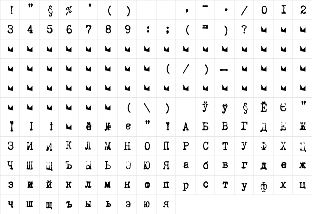 Samizdat Regular font glyphpreview