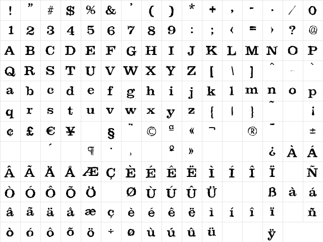 ClareRandom-Medium Regular font glyphpreview