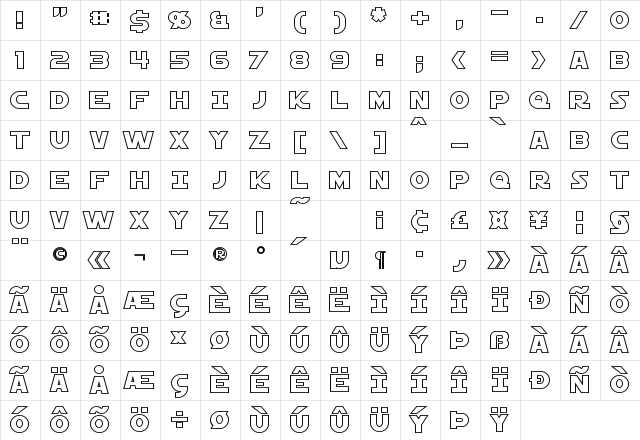 Starkiller Outline Regular font glyphpreview