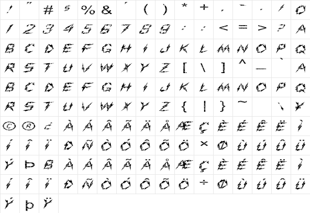 FZ UNIQUE 19 CRACKED EX Normal font glyphpreview