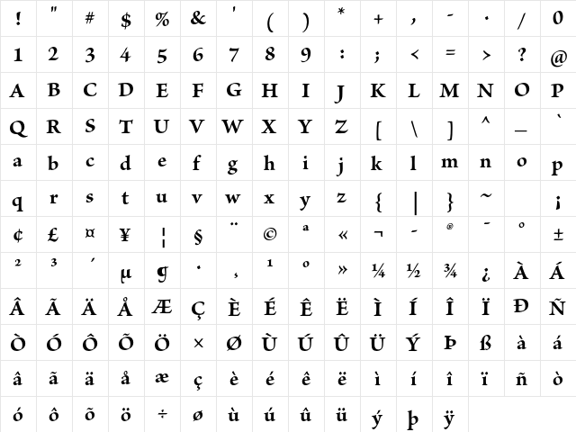 Brioso Pro Bold font glyphpreview