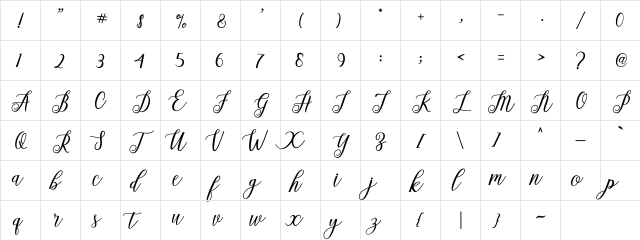 Alista Script Regular font glyphpreview