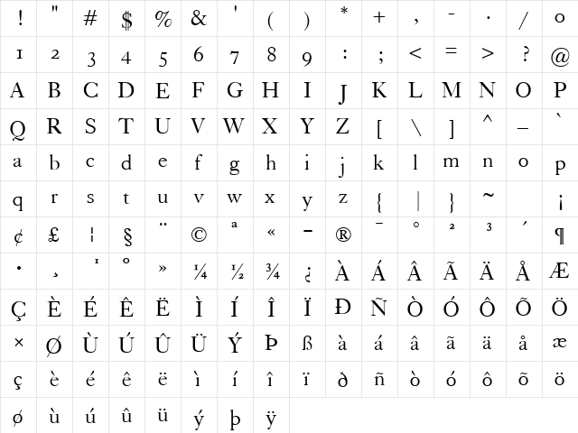Caslon Classico Regular font glyphpreview