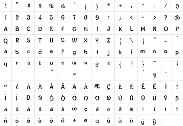TiedUp Regular font glyphpreview