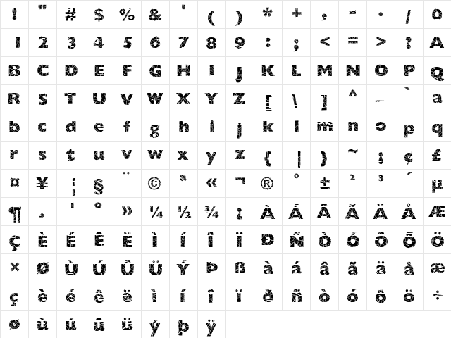 FZ BASIC 57 CRACKED Normal font glyphpreview