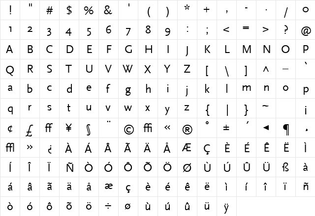 ScalaSans Regular font glyphpreview