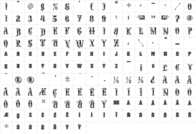Rough Riders Regular font glyphpreview