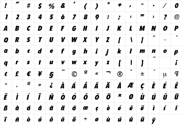 FloridaSerial-Heavy Italic font glyphpreview