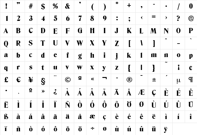 ThomasBecker-Heavy Regular font glyphpreview