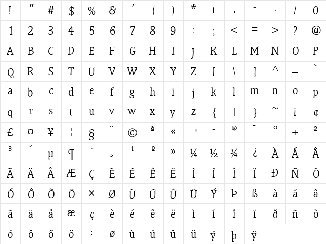 Poseidon Medium font glyphpreview