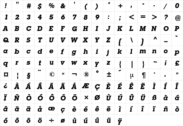 Lubalin BQ Regular font glyphpreview