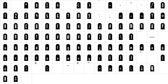 Tombstone Regular font glyphpreview