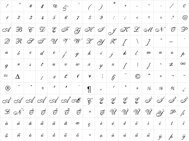 Script-S721-Two Regular font glyphpreview