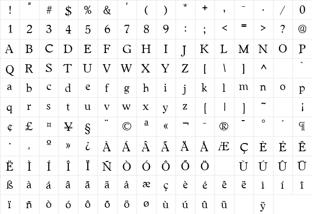 Worcester Regular font glyphpreview