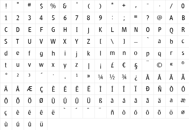 Yellow Regular font glyphpreview