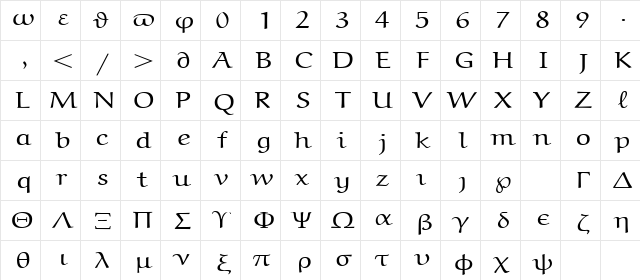 eurm5 Regular font glyphpreview