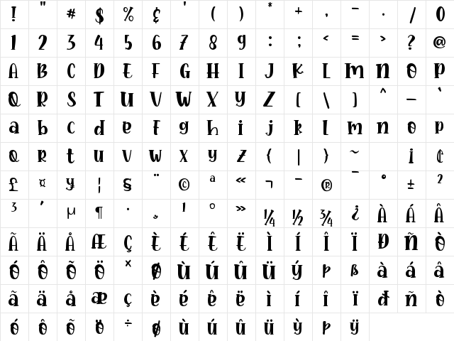 Fresh Pineapple Regular font glyphpreview