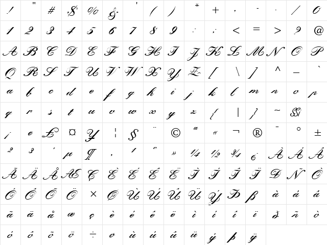 Quill Script Black SSi Black font glyphpreview