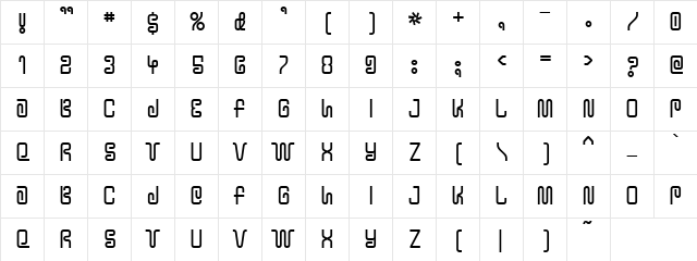 !Y2KBUG Regular font glyphpreview