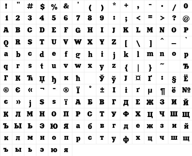 Xenia Regular font glyphpreview