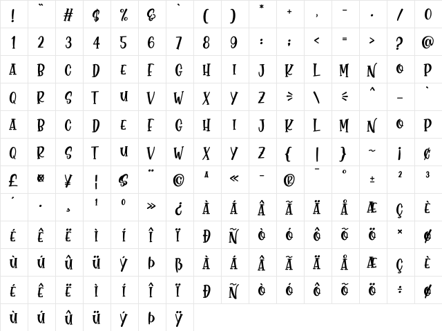 SQUARE LEMON Regular font glyphpreview