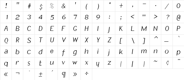 SlantInformal- Regular font glyphpreview