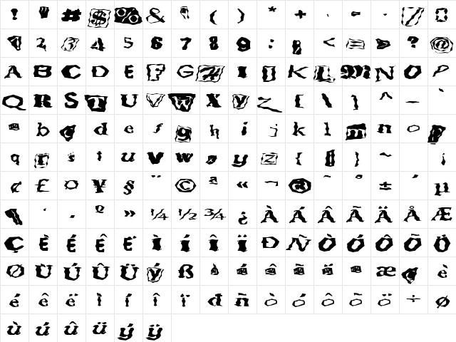 FZ WACKY 51 EX Normal font glyphpreview