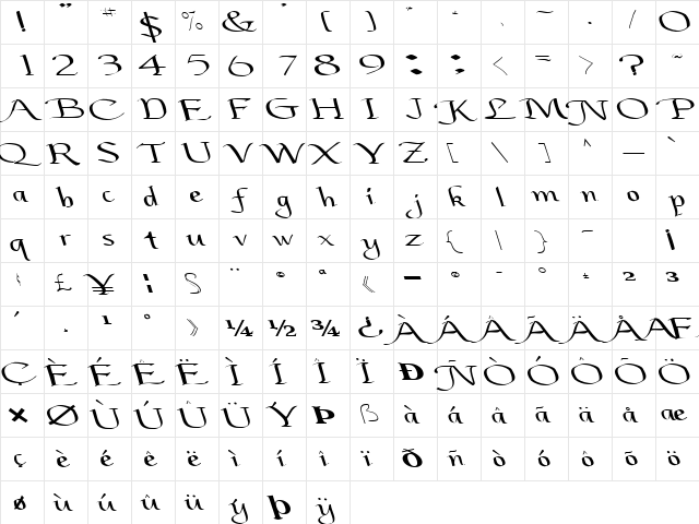 Touch Regular font glyphpreview