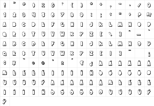 SF Tattle Tales Shadow Regular font glyphpreview