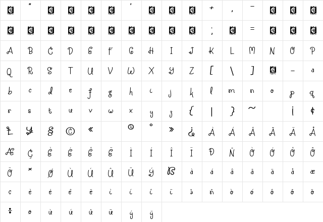 Silky Candy Regular font glyphpreview