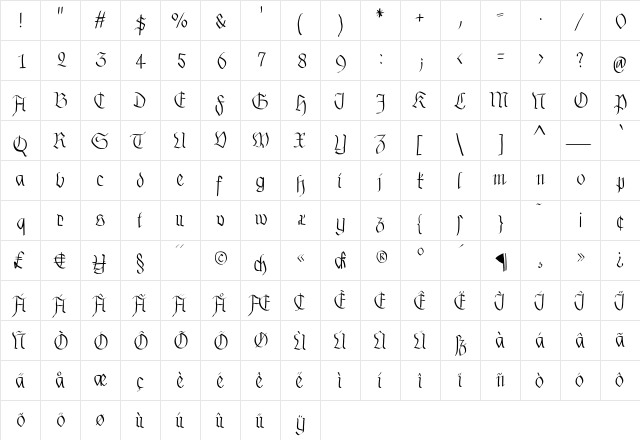FraxHandwritten Regular font glyphpreview