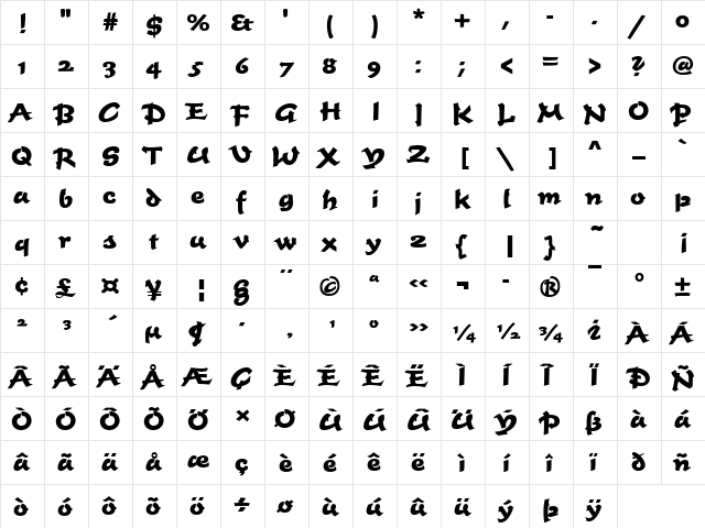 TimeScrDBol Regular font glyphpreview