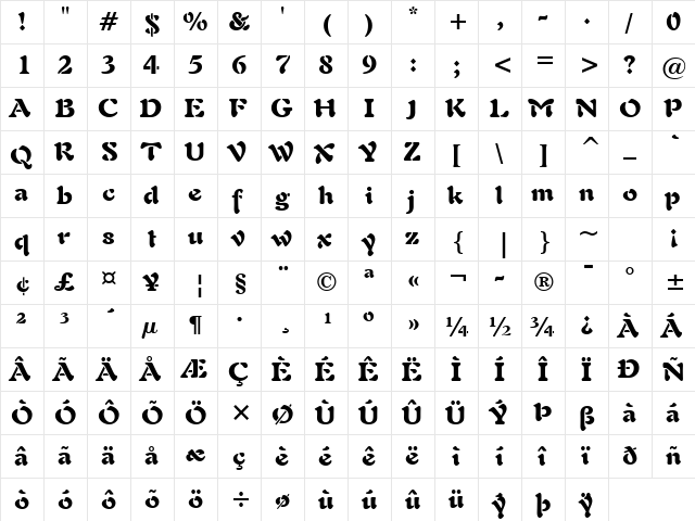 Freefrm721 Blk BT Black font glyphpreview