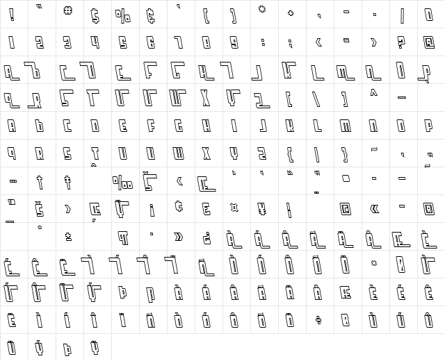 SF Cosmic Age Outline Oblique font glyphpreview