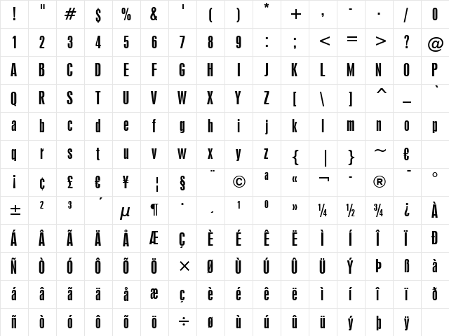 Swiss924 BT Regular font glyphpreview