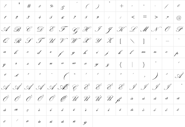 Ecstatic Regular font glyphpreview