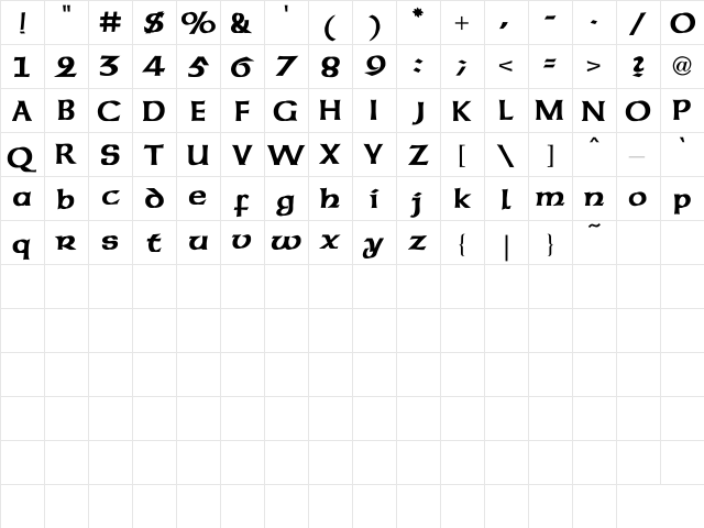 Celtic Bold Regular font glyphpreview