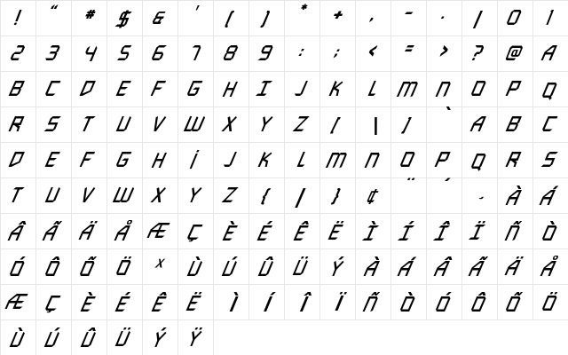 Armor Talk Italic font glyphpreview