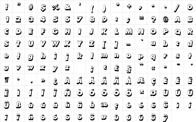 FuturaTExtBolOblSh1 Regular font glyphpreview