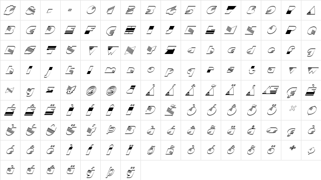 FZ UNIQUE 11 HOLLOW ITALIC Normal font glyphpreview