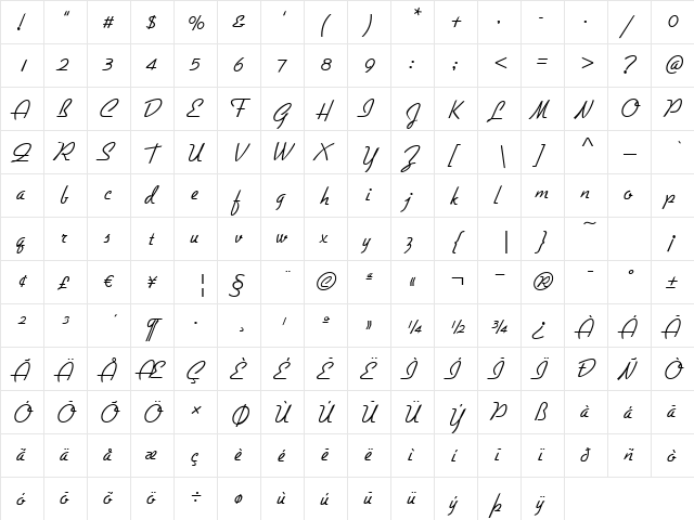 Script-G730 Regular font glyphpreview